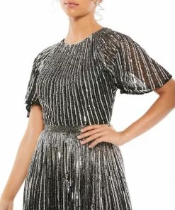 Mac Duggal Short Sleeve Ombre Sequined Evening Gown Shop For