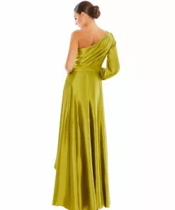 Ieena For Mac Duggal Shop For One Shoulder Blouson Sleeve Hi-Low Gown