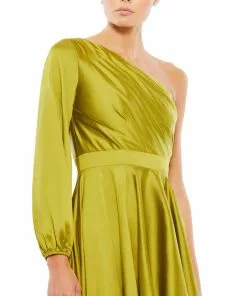 Ieena For Mac Duggal Shop For One Shoulder Blouson Sleeve Hi-Low Gown
