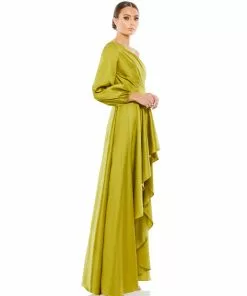 Ieena For Mac Duggal Shop For One Shoulder Blouson Sleeve Hi-Low Gown