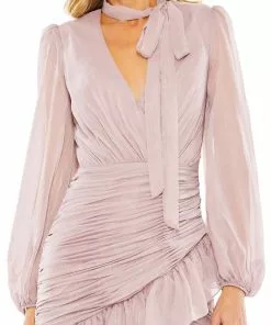 Ieena For Mac Duggal Metallic Striped Mini Dress Cocktail Dresses