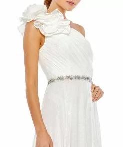 Ieena For Mac Duggal Ruffled One Shoulder A Line Gown