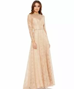 Mac Duggal Long Sleeve Floral Lace Gown Shop For