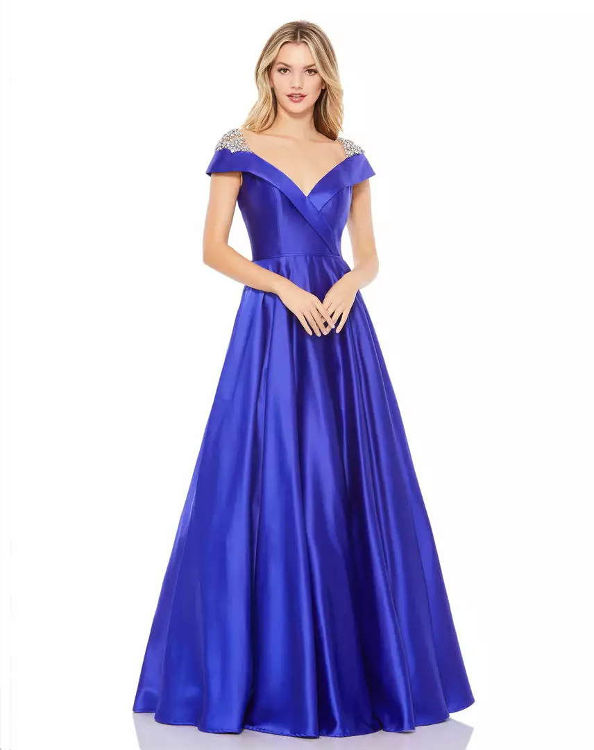 Mac Duggal Embellished Cap Sleeve V Neck A Line Gown Shop For 1 Mac Duggal Embellished Cap Sleeve V Neck A Line Gown Shop For