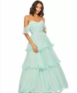 Mac Duggal Tiered Chiffon Ball Gown Shop For
