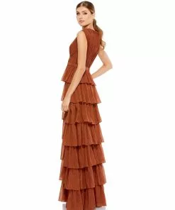 Ieena For Mac Duggal Sparkly Ruffle Layered Dress Wedding Guest