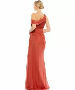 Ieena For Mac Duggal Draped One Shoulder Chiffon Gown Bridesmaid Dresses