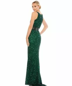 Mac Duggal Scalloped Neckline Sequined Evening Gown Shop For
