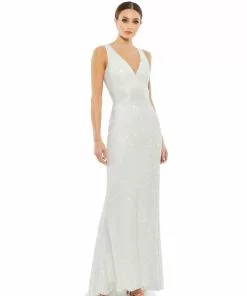 Mac Duggal Scalloped Neckline Sequined Evening Gown Shop For