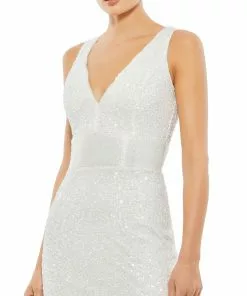 Mac Duggal Scalloped Neckline Sequined Evening Gown Shop For