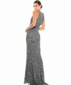 Mac Duggal Scalloped Neckline Sequined Evening Gown Shop For