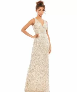 Mac Duggal Scalloped Neckline Sequined Evening Gown Shop For
