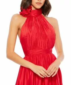 Mac Duggal Rosette Halter Chiffon Evening Gown Shop For