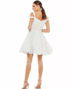 Ieena For Mac Duggal Sequined Cut Out Shoulder Skater Dress