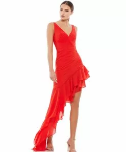 Ieena For Mac Duggal Asymmetrical Ruffled V-Neck Chiffon Dress Shop For 12 Ieena For Mac Duggal Asymmetrical Ruffled V-Neck Chiffon Dress Shop For