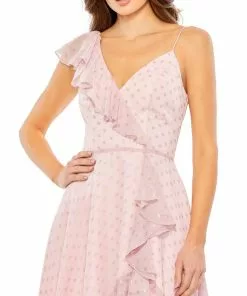 Ieena For Mac Duggal Ruffled Faux Wrap Midi Dress