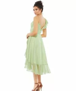 Ieena For Mac Duggal Ruffled Faux Wrap Midi Dress