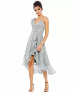 Ieena For Mac Duggal Ruffled Faux Wrap Midi Dress