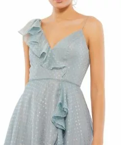 Ieena For Mac Duggal Ruffled Faux Wrap Midi Dress