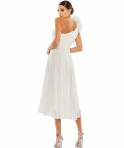 Mac Duggal Shop For Rosette One Shoulder Tea Length Dress