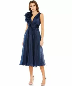 Mac Duggal Shop For Plunging Ruffled A-Line Cocktail Dress