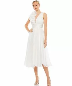 Mac Duggal Shop For Plunging Ruffled A-Line Cocktail Dress