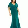 Mac Duggal Faux Wrap Butterfly Sleeve Gown (Plus)
