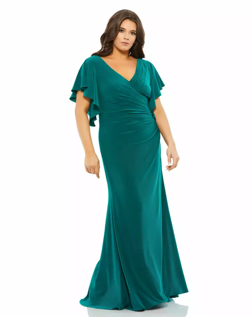 Mac Duggal Faux Wrap Butterfly Sleeve Gown (Plus) 1 Mac Duggal Faux Wrap Butterfly Sleeve Gown (Plus)