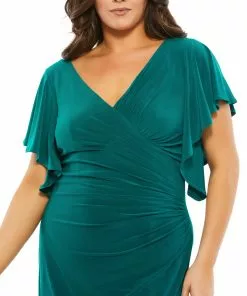 Mac Duggal Faux Wrap Butterfly Sleeve Gown (Plus) 5 Mac Duggal Faux Wrap Butterfly Sleeve Gown (Plus)