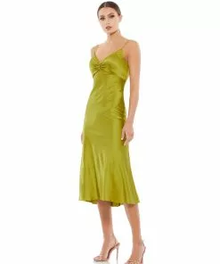 Ieena For Mac Duggal Spaghetti Strap Charmeuse Slip Dress