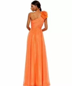 Mac Duggal Polka Dot Ruffled One Shoulder Gown Shop For