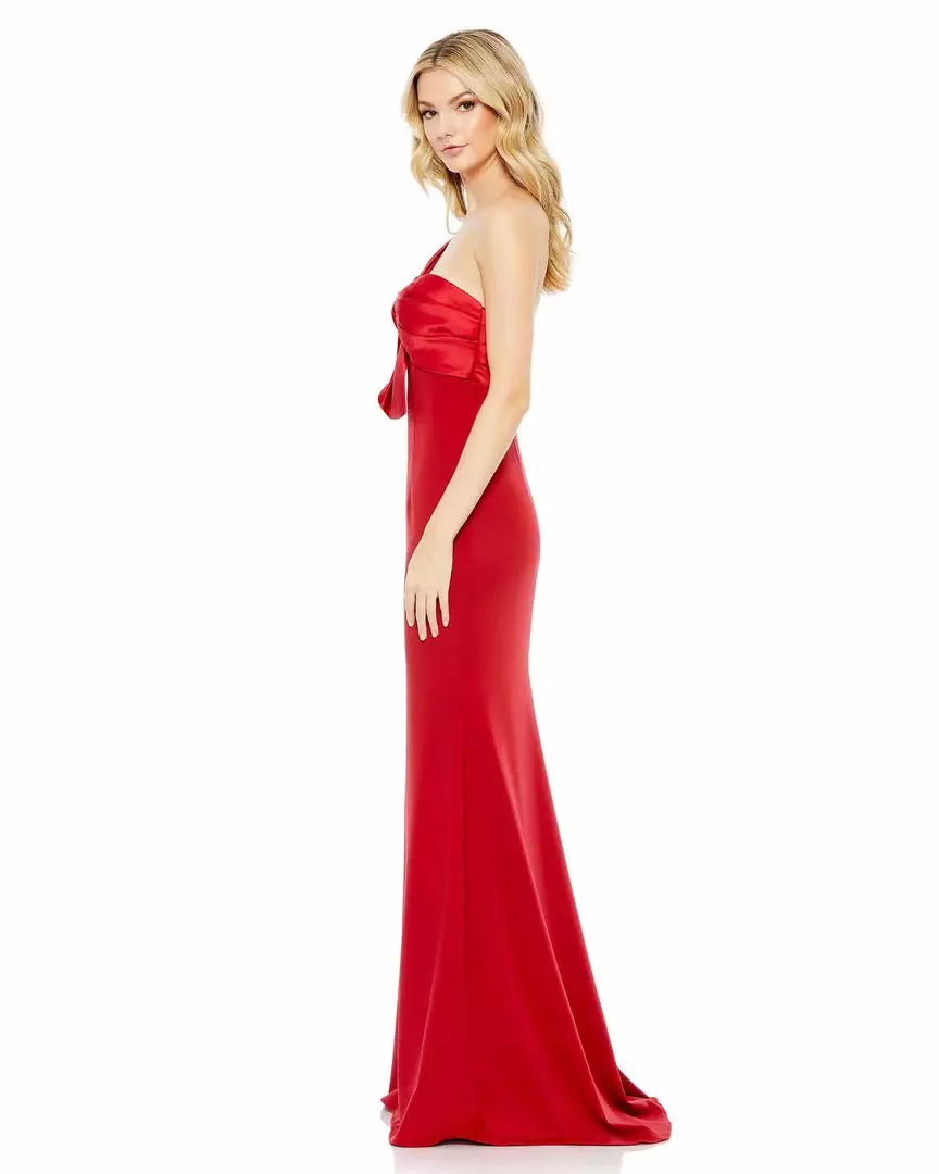 Mac Duggal Wedding Guest One Shoulder Draped Trumpet Gown 4 Mac Duggal Wedding Guest One Shoulder Draped Trumpet Gown