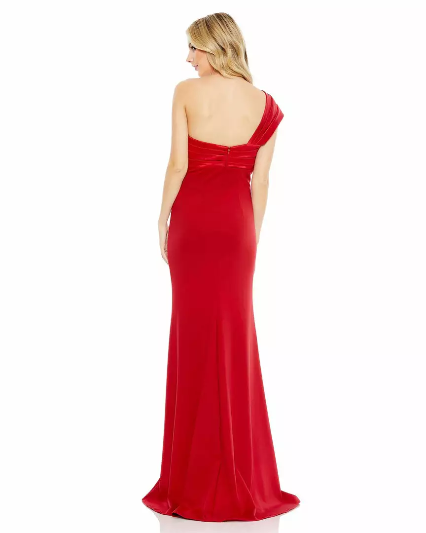 Mac Duggal Wedding Guest One Shoulder Draped Trumpet Gown 2 Mac Duggal Wedding Guest One Shoulder Draped Trumpet Gown