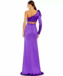 Ieena For Mac Duggal Puff One Sleeve Cut Out Side Knot Gown Shop For