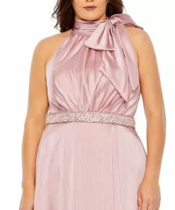 Mac Duggal High Neck Soft Tie Beaded Belt Gown (Plus) 5 Mac Duggal High Neck Soft Tie Beaded Belt Gown (Plus)