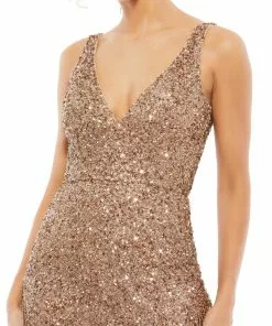 Mac Duggal Beaded Fringe Sequined Mini Dress