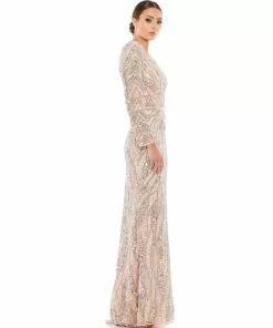 Mac Duggal Embellished One Sleeve Gown W/ Sequin Belt 6 Mac Duggal Embellished One Sleeve Gown W/ Sequin Belt