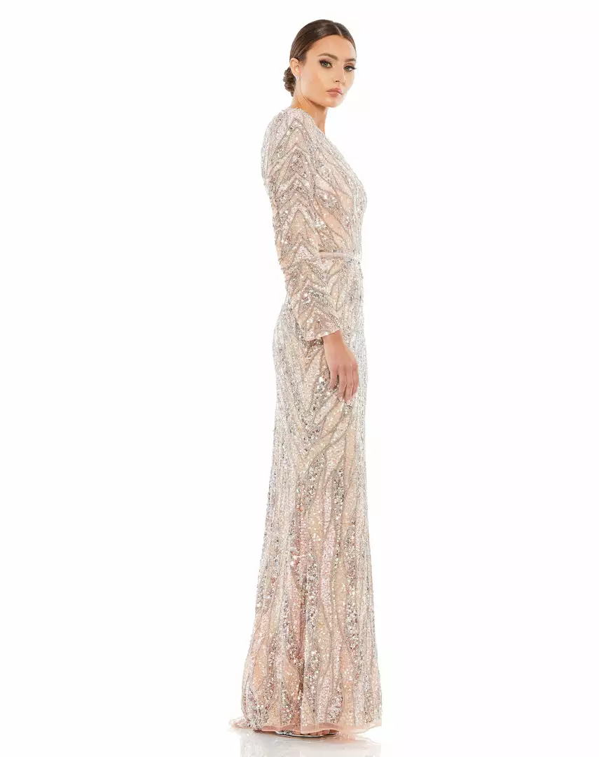 Mac Duggal Embellished One Sleeve Gown W/ Sequin Belt 3 Mac Duggal Embellished One Sleeve Gown W/ Sequin Belt
