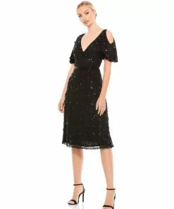 Mac Duggal Shop For Embellished Cold Shoulder Cocktail Dress