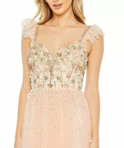 Mac Duggal Shop For Cap Sleeve Embellished Tulle Gown