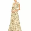 Mac Duggal Floral Print Soft Tie Sleeveless Tiered Gown Shop For