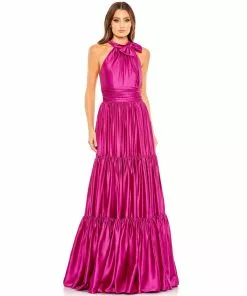 Mac Duggal Ruffle Halter Neck Gown Shop For