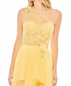 Mac Duggal Shop For Embellished Tulle One Shoulder High Low Gown