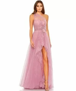 Mac Duggal Shop For Embellished Tulle One Shoulder High Low Gown