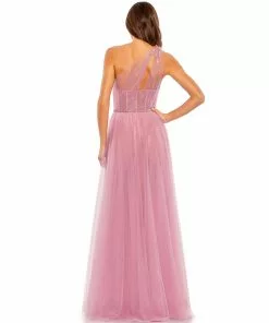 Mac Duggal Shop For Embellished Tulle One Shoulder High Low Gown