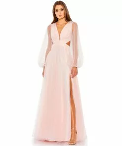 Mac Duggal Shop For Tulle Puff Sleeve Cut Out Lace Up A Line Gown 9 Mac Duggal Shop For Tulle Puff Sleeve Cut Out Lace Up A Line Gown