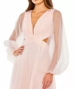 Mac Duggal Shop For Tulle Puff Sleeve Cut Out Lace Up A Line Gown 11 Mac Duggal Shop For Tulle Puff Sleeve Cut Out Lace Up A Line Gown