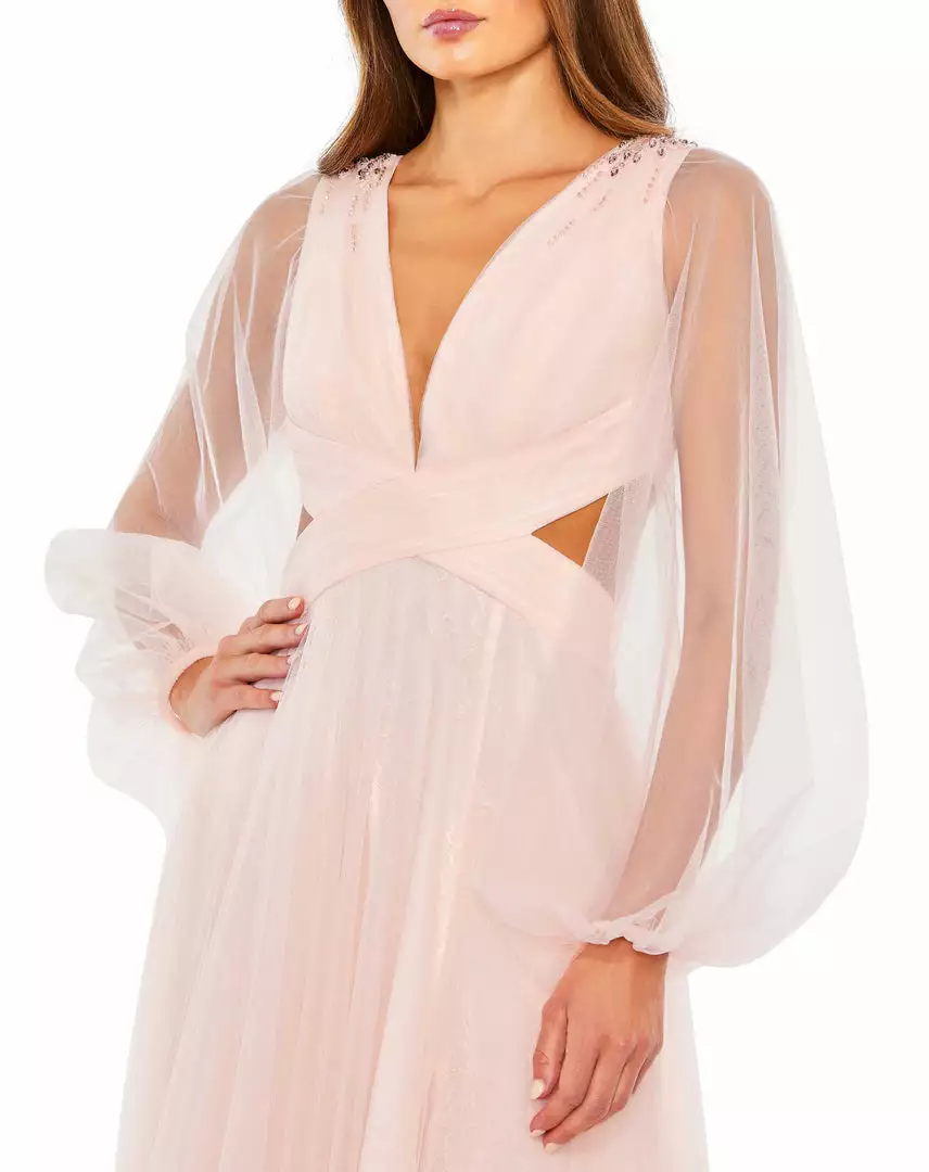 Mac Duggal Shop For Tulle Puff Sleeve Cut Out Lace Up A Line Gown 6 Mac Duggal Shop For Tulle Puff Sleeve Cut Out Lace Up A Line Gown