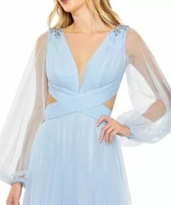 Mac Duggal Shop For Tulle Puff Sleeve Cut Out Lace Up A Line Gown 8 Mac Duggal Shop For Tulle Puff Sleeve Cut Out Lace Up A Line Gown