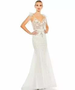 Mac Duggal Shop For Embellished Sleeveless Bow Detail Mermaid Gown